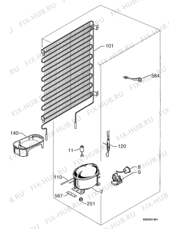Взрыв-схема холодильника Blomberg KFI5200 - Схема узла Cooling system 017